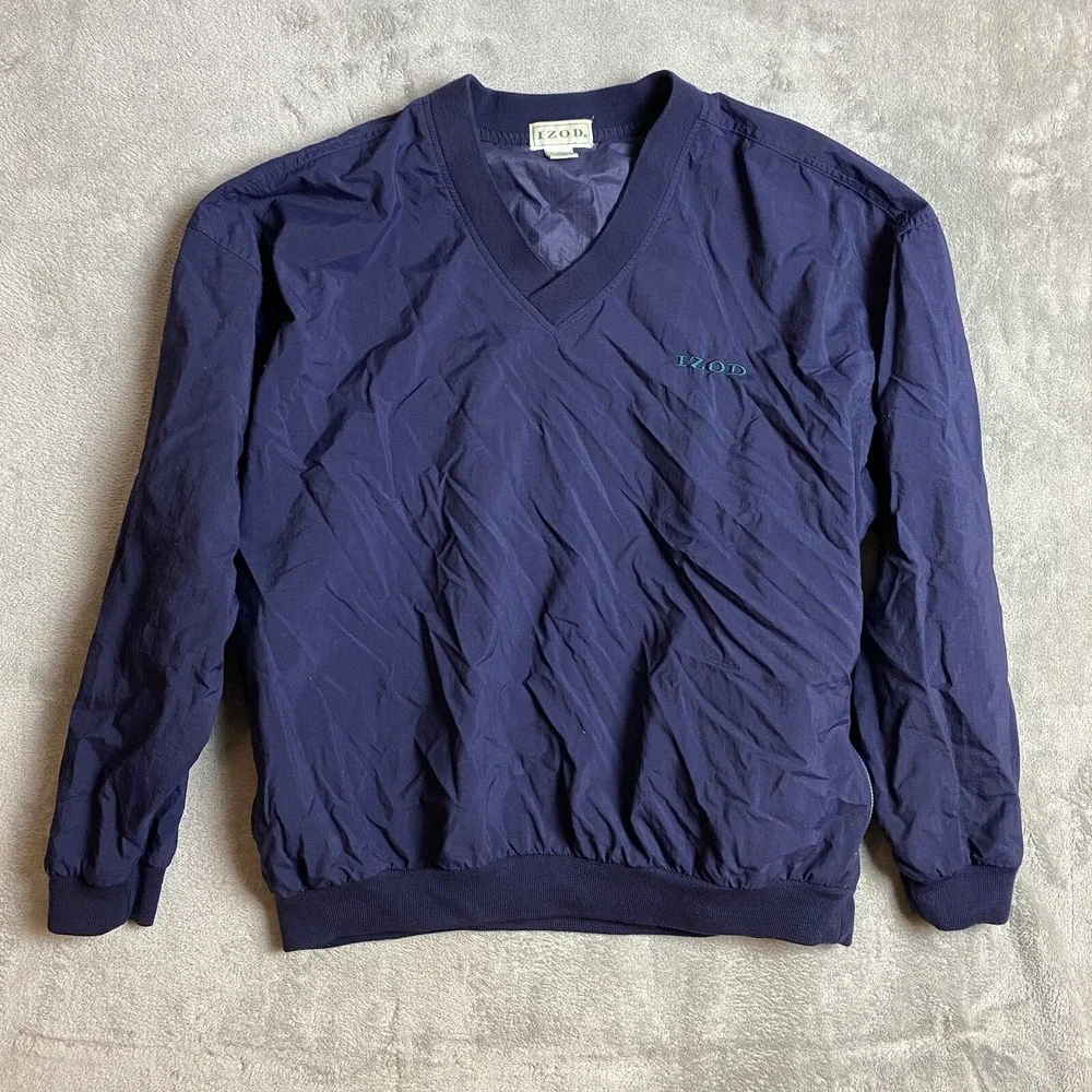 Izod Mens Large Blue Vintage Windbreaker Pullover